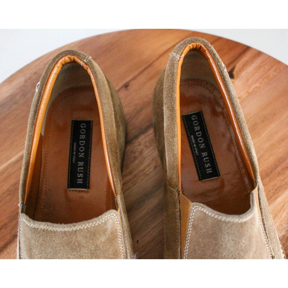 Gordon Rush Dress Shoes Mens 9 Brown Suede Leather Slip On Loafers Made in Italy